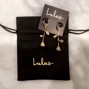 Gold Rose Drop Earrings